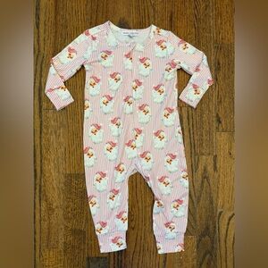 Mary Square Luxury Pajamas Baby Zipper New Santa Christmas Pink New 6-12 Months